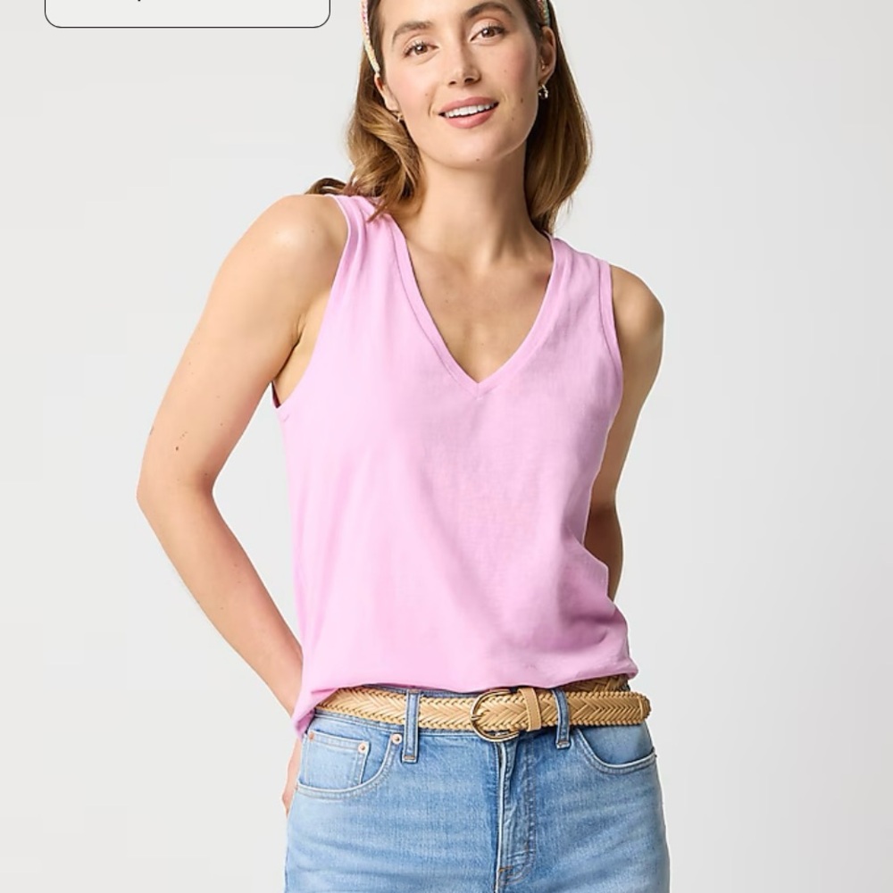New J. Crew Factory Light Pink Slub V-Neck Cotton Tank Top XXS